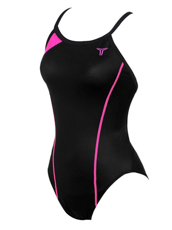 토네이도 솔리드 여성 미들컷 원피스 수영복 SLS2057 BLACK